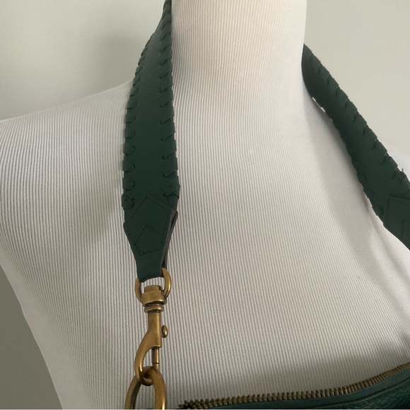 American Leather Co Deep Emerald Shoulder Purse with Whipstitched Sides & Handle - Picture 5 of 15